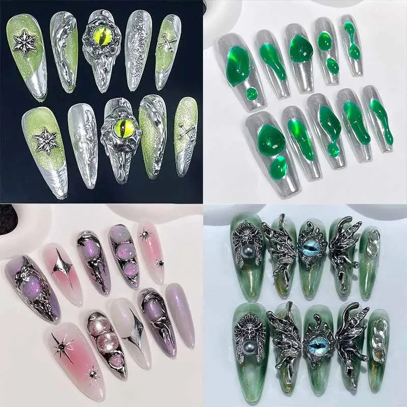 

Diy European and American Style Y2k Heavy Industry Hand Drawn Handmade Y2K Press on Nails Tips Design Manicure Girls Gift