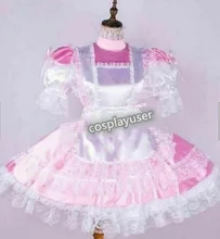 

Sissy Maid Satin Pink Dress Lockable Uniform Role Play Suit Customization