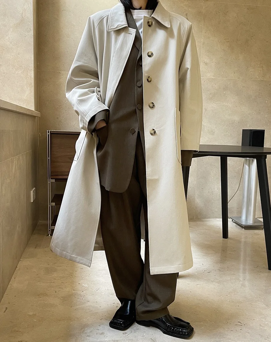 ジャケット・アウター HIGH COUNT CLOTH BATTING LONG COAT the harvest coat | Blue Check Print Oversized Longline Coat