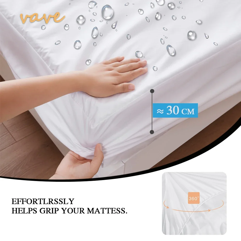 100% Waterproof Solid Bed Fitted Sheet Nordic Adjustable Mattress Covers Four Corners with Elastic Band Multi Size Bed Sheet 3