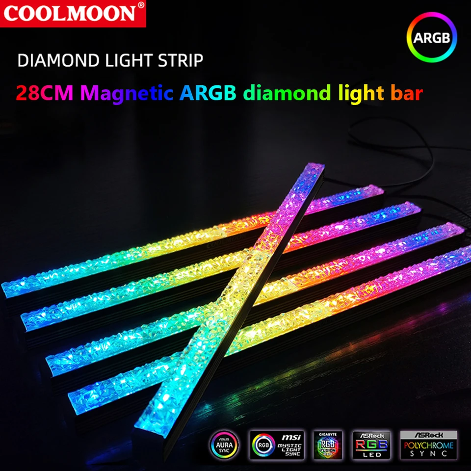 Bande LED RGB ARGB 40cm Magnétique 5V 3 Pins - Pour Décoration Boîtier PC, Neuf