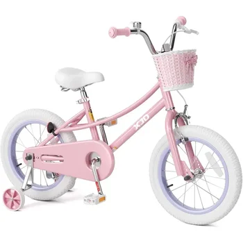 Retro-Style 12-20 Inch Kids Bike with Training Wheels and Kickstand for Girls