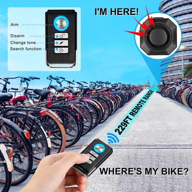 USB Rechargeable Bike Alarm with Remote Control Wireless Bicycle Vibration Alarm Motorcycle Alarm Security Protection 2