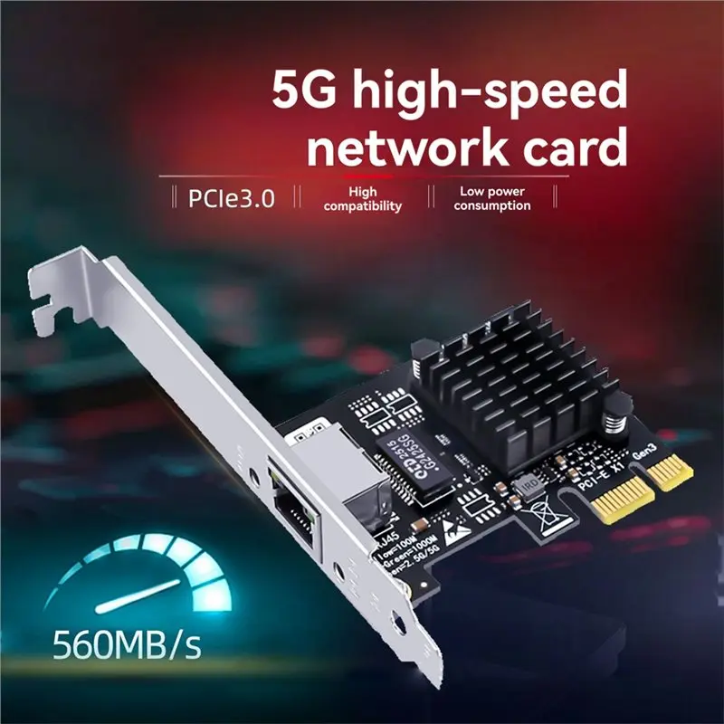 독창적인 5Gbps PCI-E to RJ45 네트워크 카드 RTL8126 100Mbps/1G/2.5G/5G 기가비트 이더넷 PCIE 무선 어댑터 PC용 Win10 11