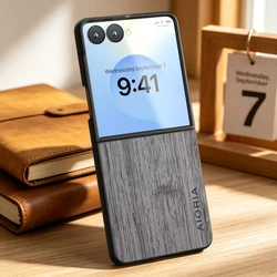 Straight Wood Grain PU Leather Phone Cover Case - Galaxy Z Flip 8 (Light gray)