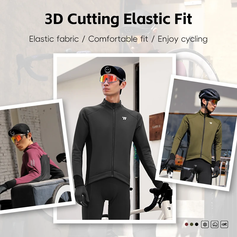 WEST BIKING Men's Cycling Jersey Autumn Winter Thermal Cycling Jacket Windproof Warm Long Sleeve Coat Sportswear Bike Clothes