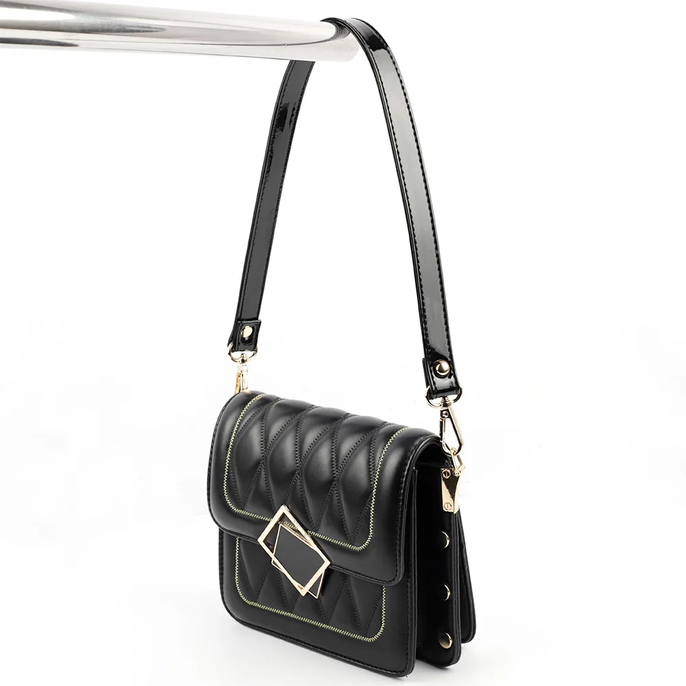 Crossbody Strap - Black and Silver Gold Hardware