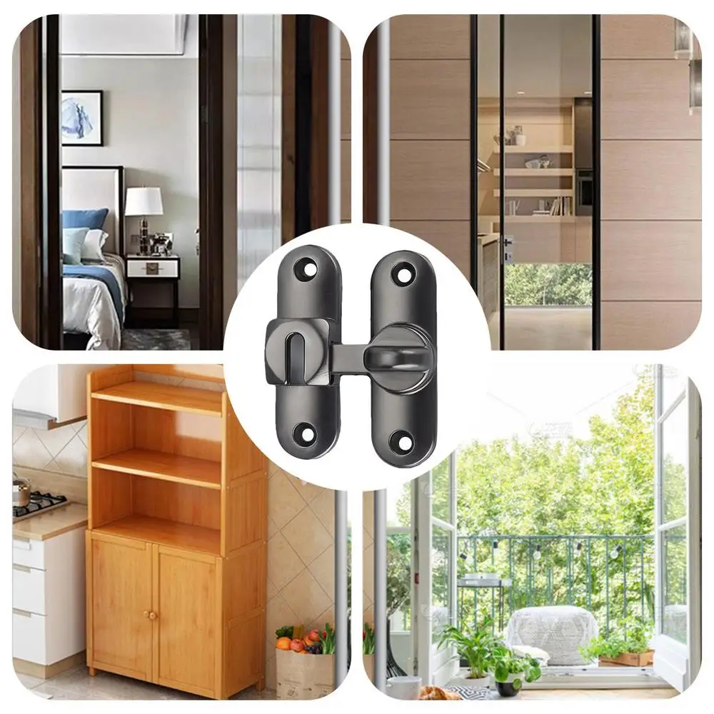 Description Picture 5 of itemBarn Door Locks And Latches 90/180 Sliding Door Latches Punch-Free Barn Door Lock Hardware With 4 Screws Security Door Locks For