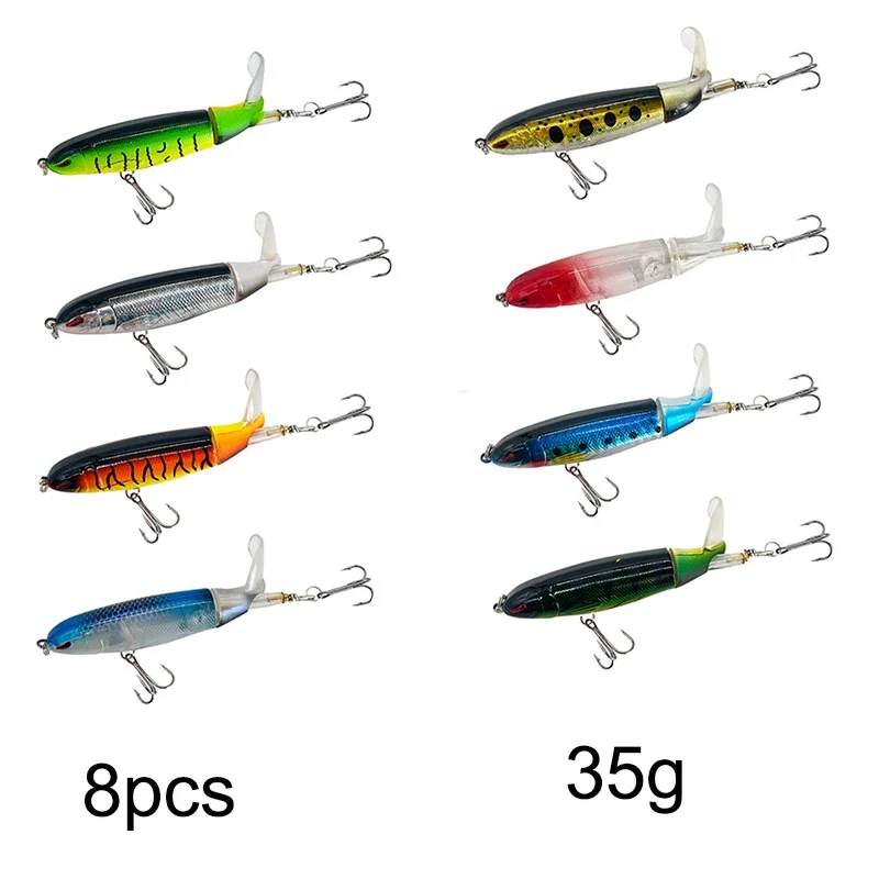 1/3/6/8/10 Stück Whopper Popper 13 g/15 g/35 g Angelköder Blowups Hechtköder Rotierender Schwanz Angelgerät Kurbelköder Wobbler – Detail 8