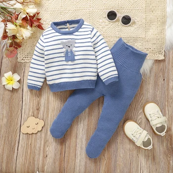 Autumn Baby Clothes Sets Winter Casual Outwear Sweaters Shirts+Pants Infant Outwear Outfits 0-18m Toddler Boys Girls Sport Suits 1