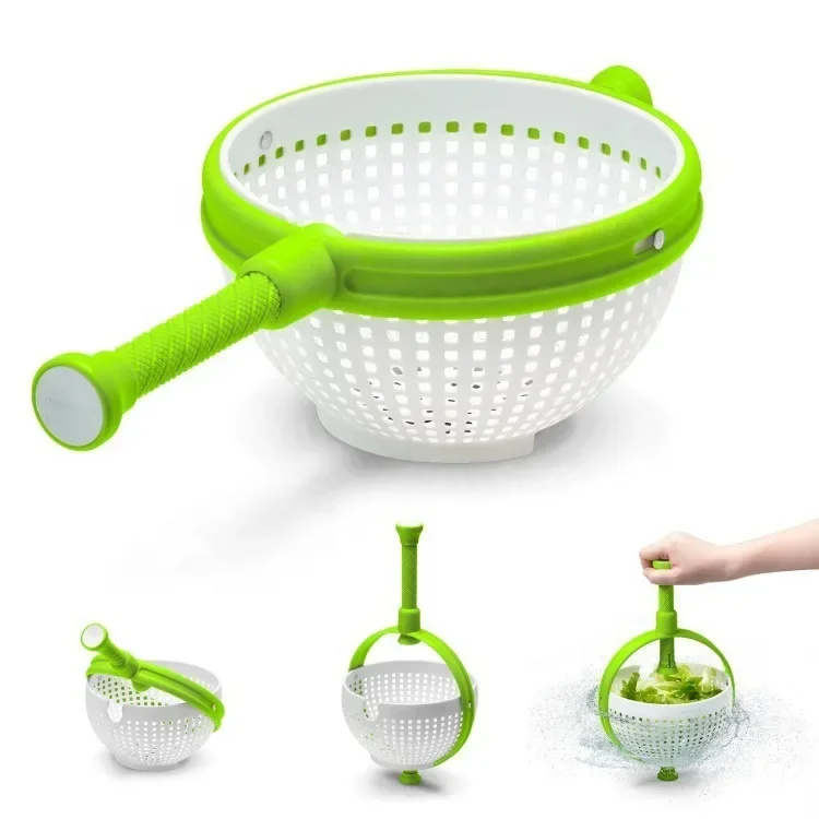 Salad Spinner Quick Dry Vegetable & Greens Dryer Centrifugal Lettuce Spinner Basket Easy Spin Kitchen Gadget for Fresh Salad