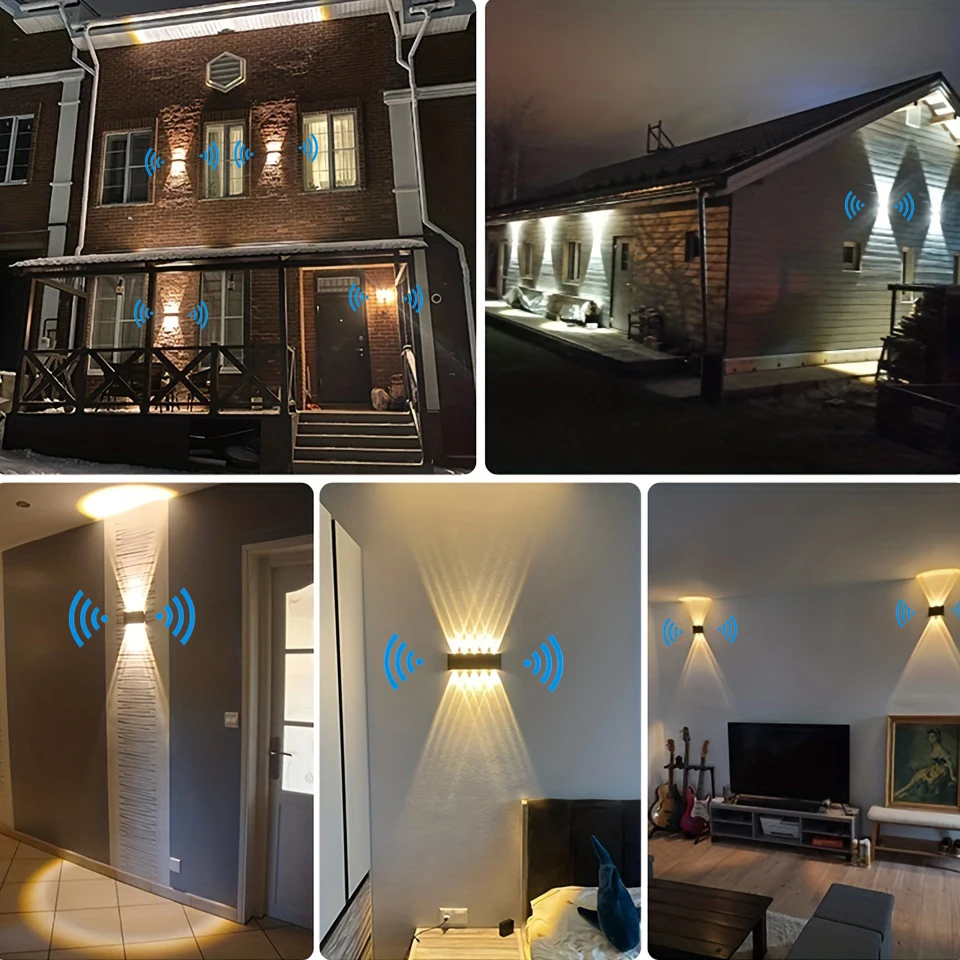 LED Wall Light Motion Sensor AC85-265V 4W 6W 8W 10W  Waterproof IP66 Indoor And Outdoor Garden Wall Lights