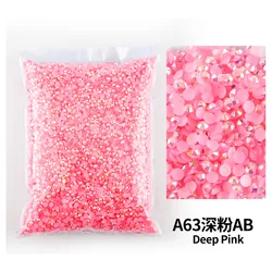 Bulk Wholesale Jelly Color AB Transparent Faceted FlatBack Resin Rhinestones for Nail Art & Garment Decoration (Deep pink)