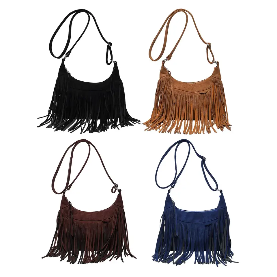 Bolso De Hombro Con Borlas, Bolso Con Correa Ajustable, Bolso De