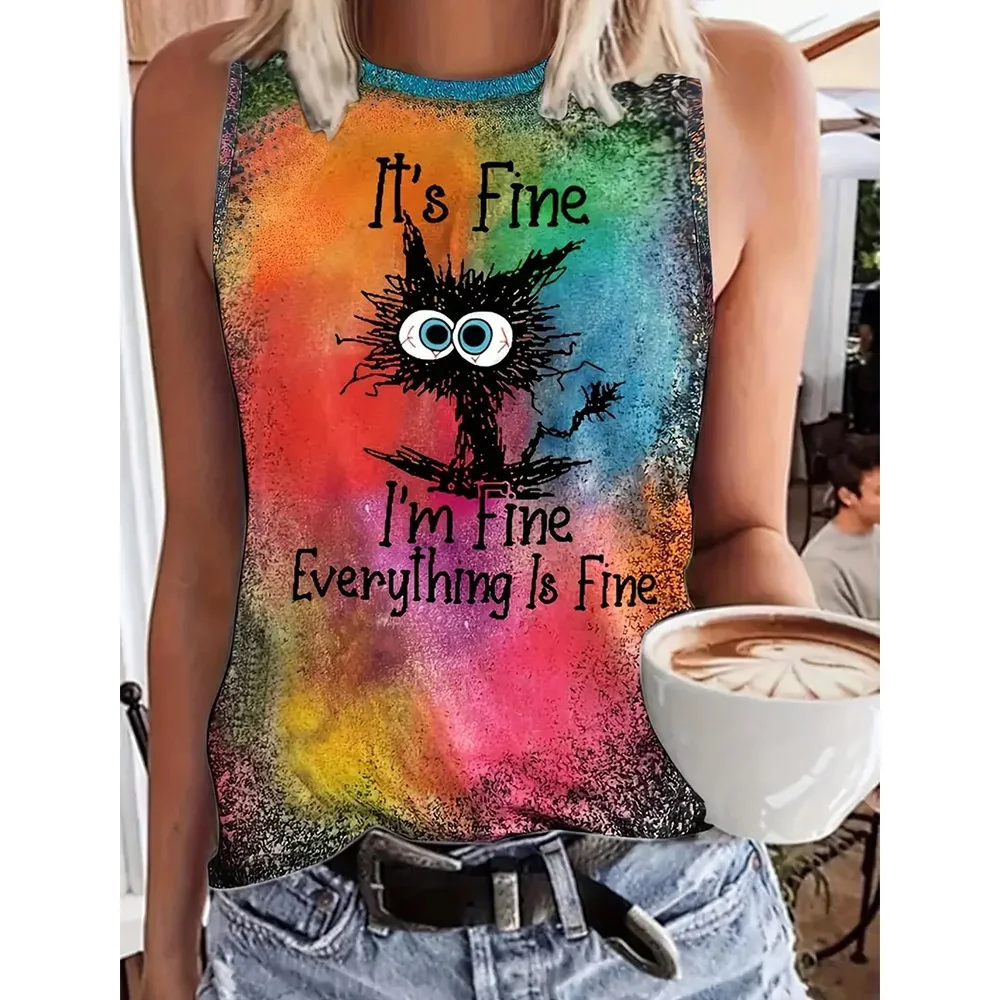 Elara | Artistic Cat & Dog Print Women's Casual Blouse