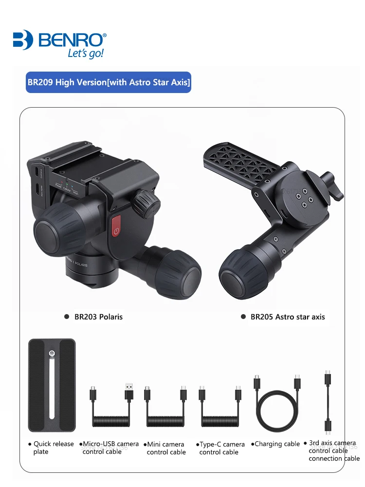 BENRO Polaris BR203 BR209 Smart Electric Tripod Head Remote Control Portrait Elimination Panorama BallHead Timelapse Star Track