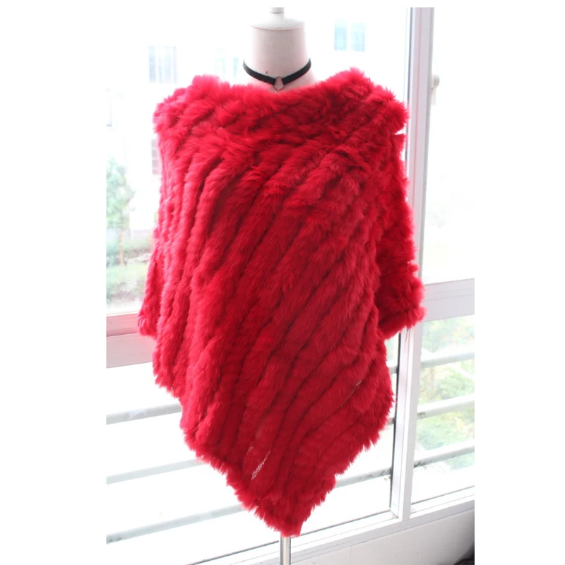 Spring Women Knitted Real Rabbit Fur Poncho Casual Female Autumn Winter Genuine Fur Cape Fashion Short Shawl