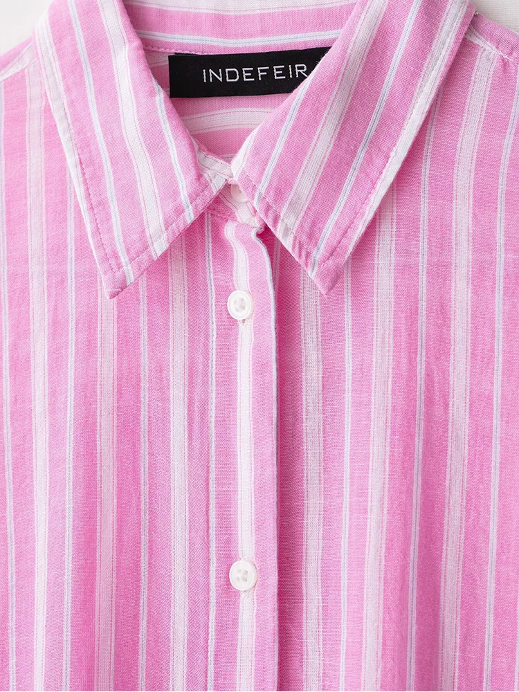 TFMLN 2025 New Women's Striped Shorts Sets Two Piece Summer Thin Loose Shirts Elastic Waist Shorts Suit Women Casual Outfits