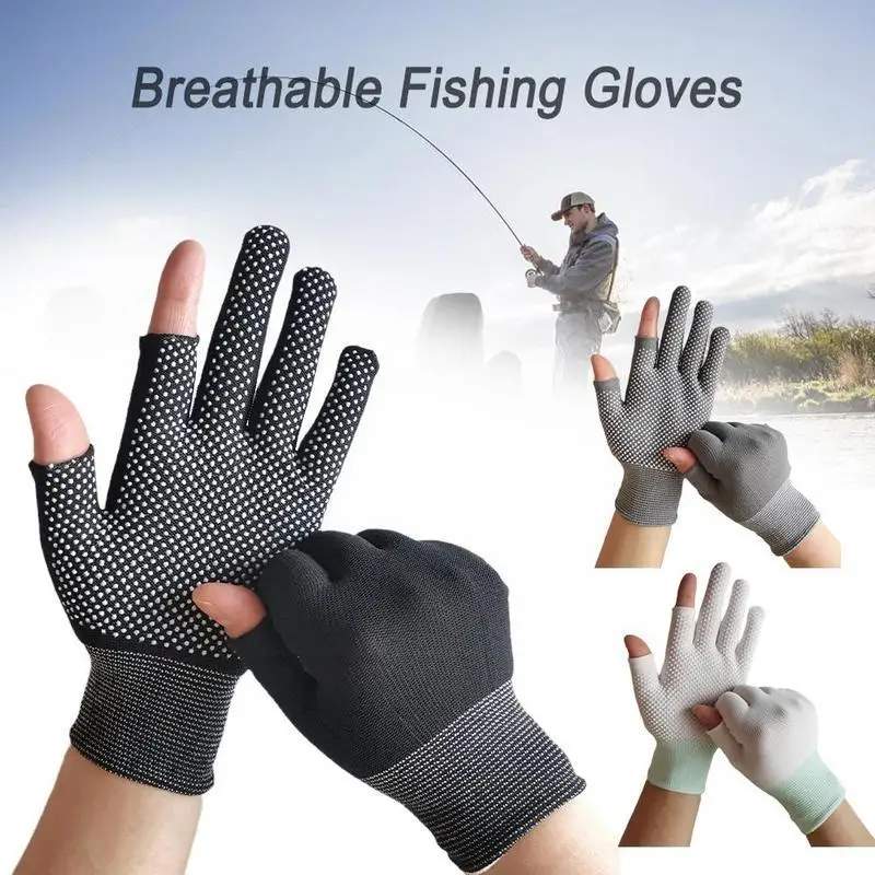 Non-Slip Fishing Gloves Nylon Breathable Quick Drying Sport Gloves Sunscreen Half Cycling Fingers 3