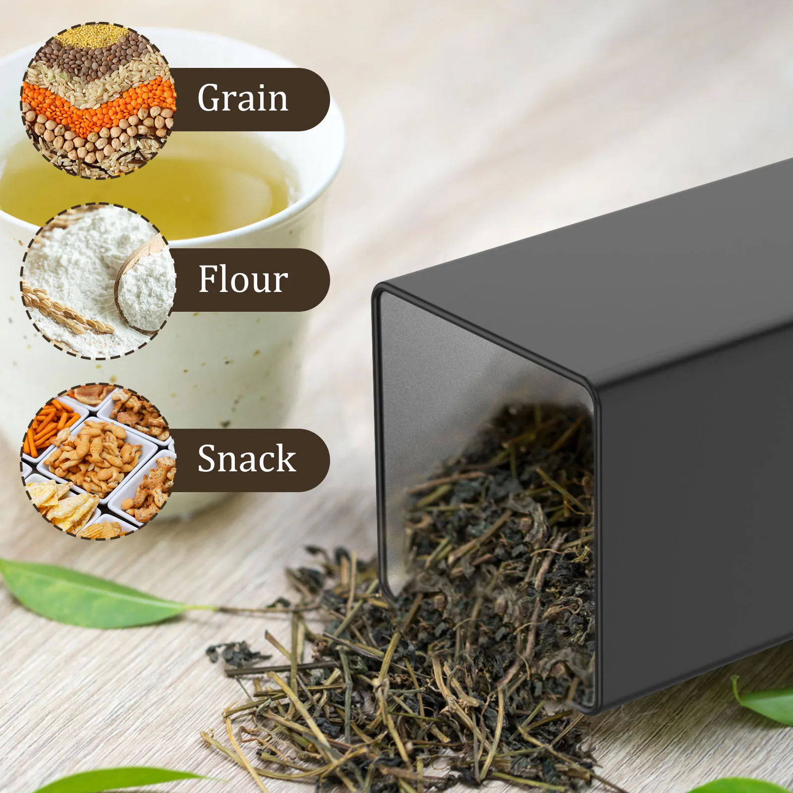 Coffee Storage Jars Set - 3Pcs Metal Containers with Bamboo Lids for Beans Sugar and Tea