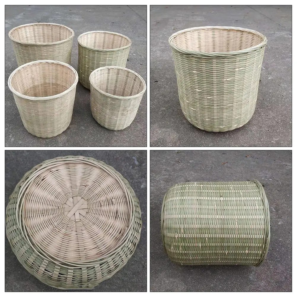 대나무 바구니형 쓰레기통, 주방, 욕실, 침실, 가정 정리용 대형 수납 바구니, 야채, 과일, 잡화 건조용