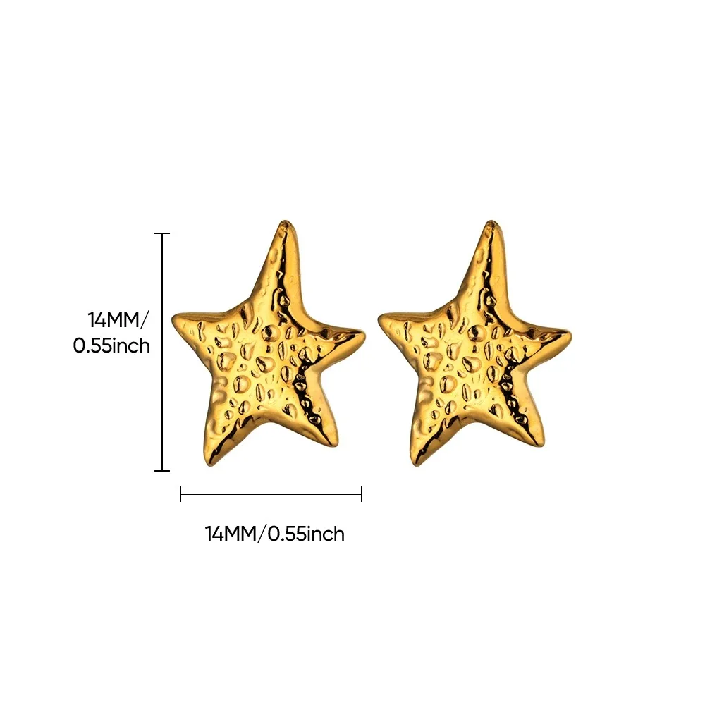 Retro Flower Stud Earrings for Women Gold Color Stainless Steel