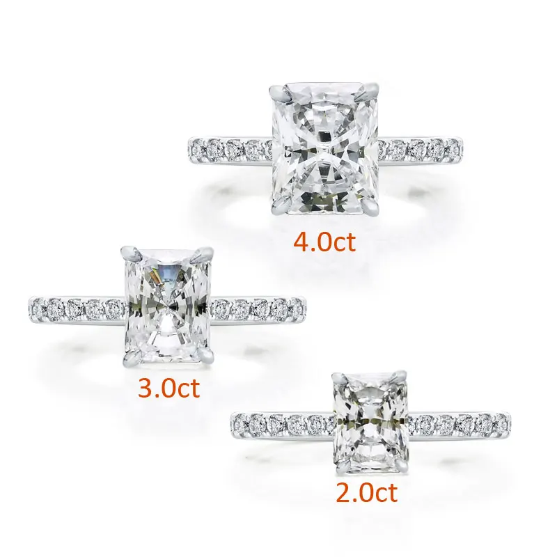 Moissanite Solitaire Engagement Rings 2/3/4ct Radiant Cut D Color Solid 925 Sterling Silver Women Wedding Jewelry Gifts engagement rings,wedding rings,finger rings