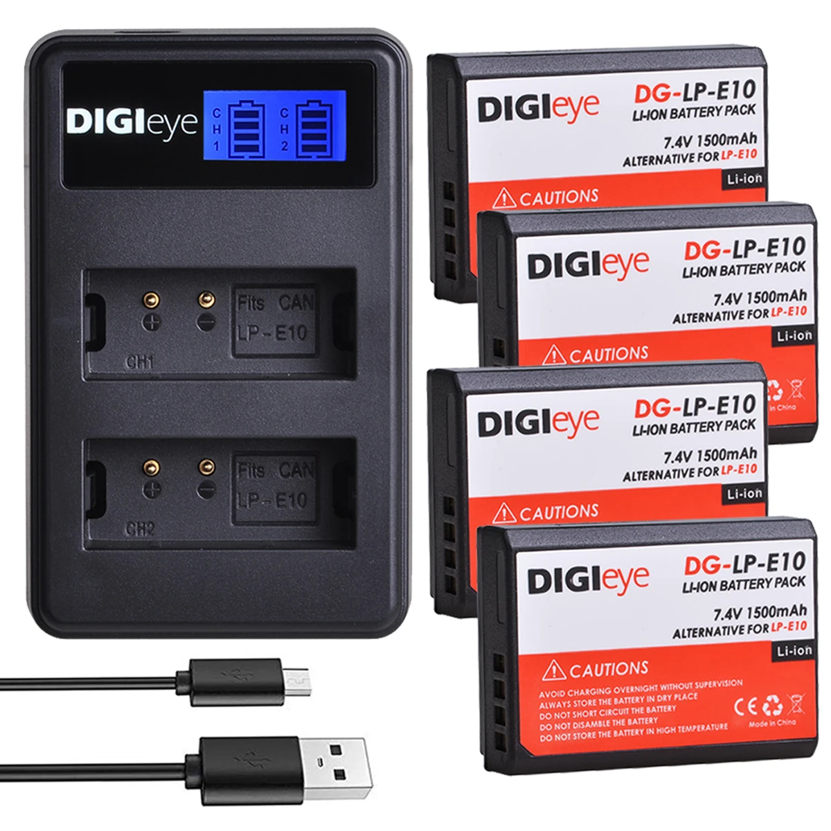 Lp-E10 Lpe10 Batteria + Caricatore Doppio Lcd Per Canon Eos Rebel T3 T5 T6 T7 Kiss X50 X70 Eos 1100D 1200D 1300D