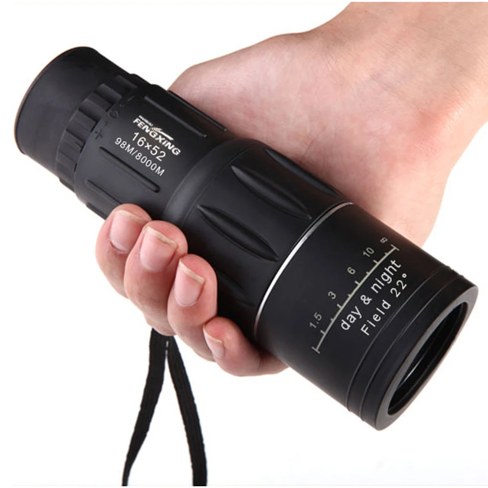 Sc36f808528404643afe3a2a64f579f0c2 16X52 Mini monokularowy teleskop Dual Focus Zoom lornetki HD zakres z paskiem optyczny przenośny odkryty piesze wycieczki teleskop myśliwski