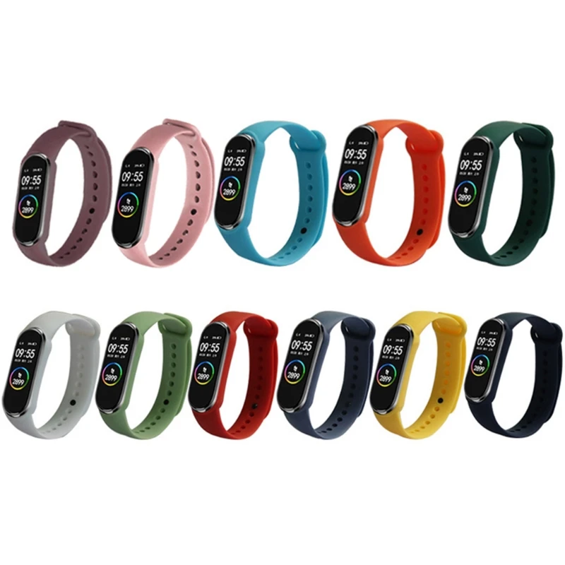 

2024 New Fit for Mi Band 6 5 for Smart Watch Silicone Strap Drop-proof Sweatproof Wristba
