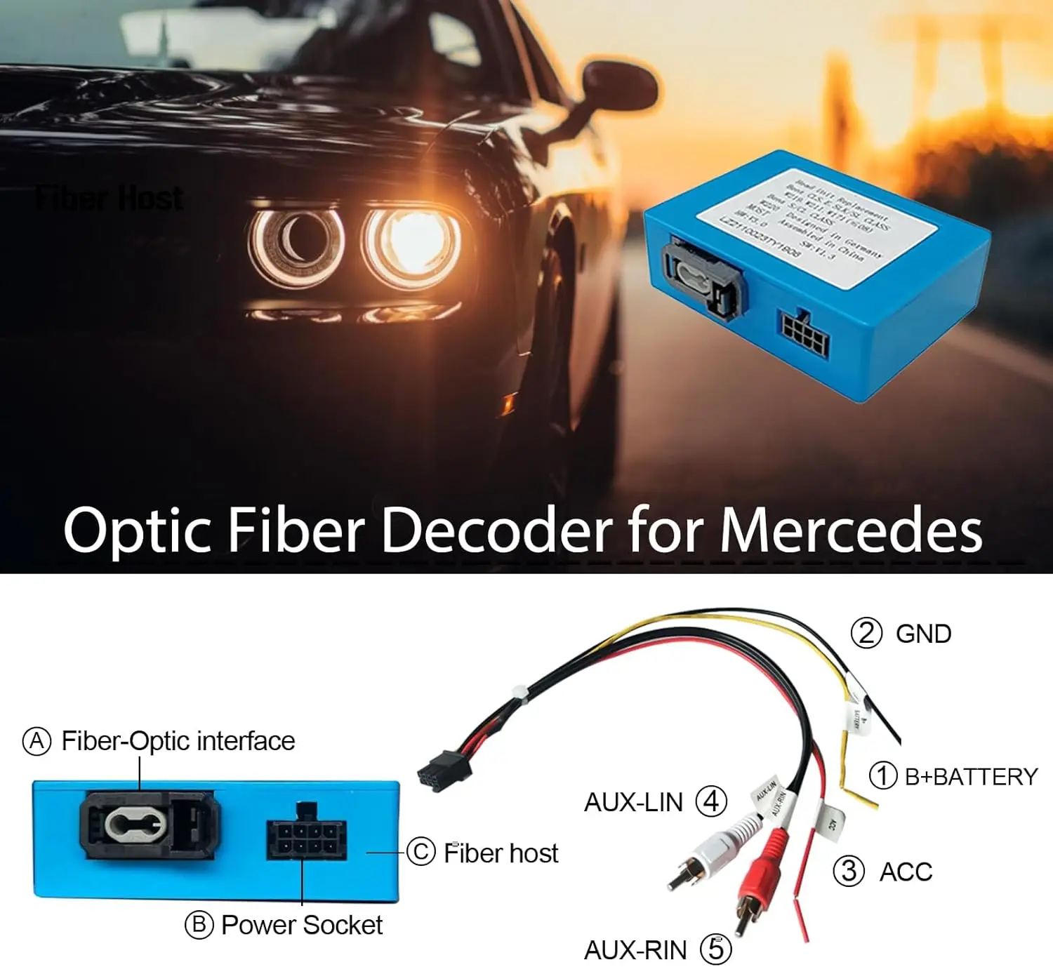메르세데스-벤츠 ML/GL/R 클래스/CLS/S W221/카이엔 케이맨 911 997 박스터 BMW E9X VW 아우디용 광섬유 디코더