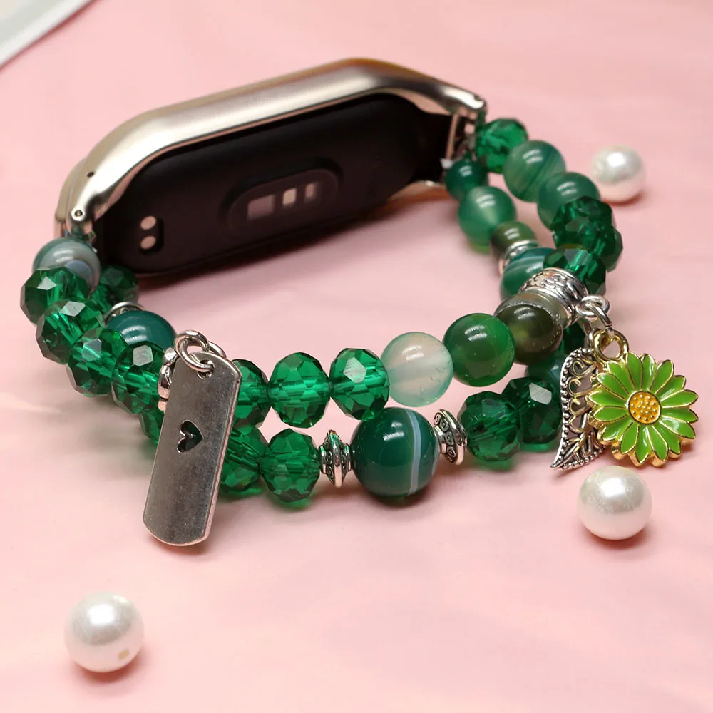 Green Jewelry Mi Band 8 Bracciale Per Xiaomi Mi Band 7/ Mi Band 6/ Mi Band 5/ Mi Band 4 Cinturino Di Ricambio Per Cinturino Da Polso Miband Per Donna
