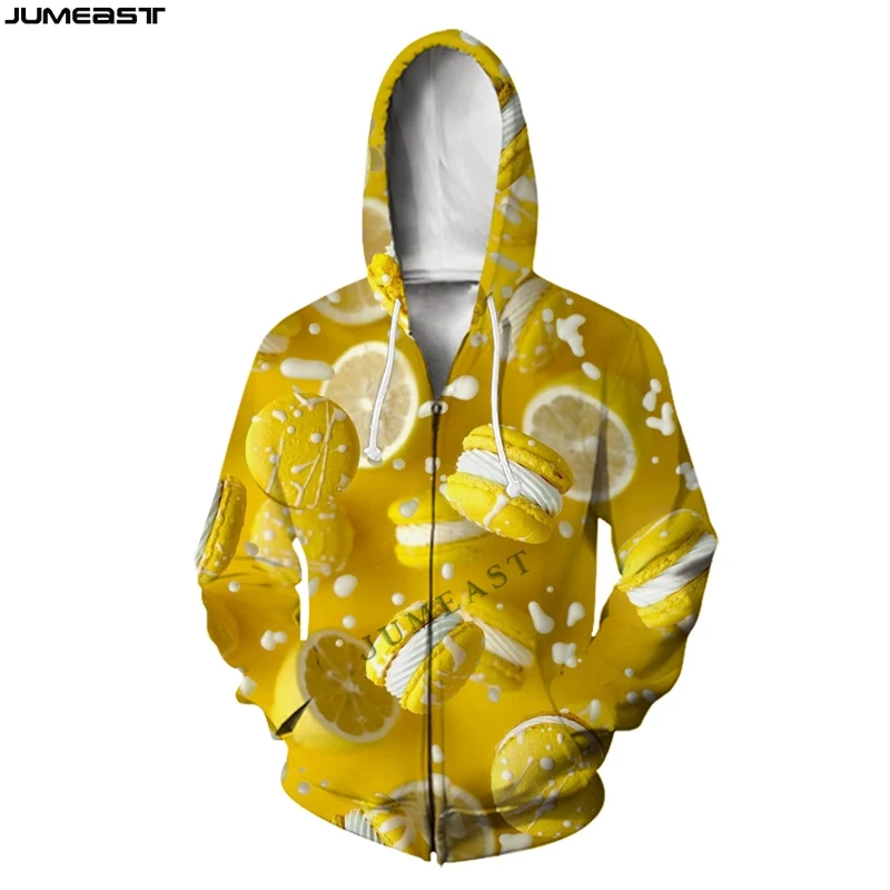 

Jumeast Men's Jacket Apple Strawberry Lemon Milk Women's Hoodies 3D Oversized Zipper Coat Pullover Funny Spring Autumn Tracksuit