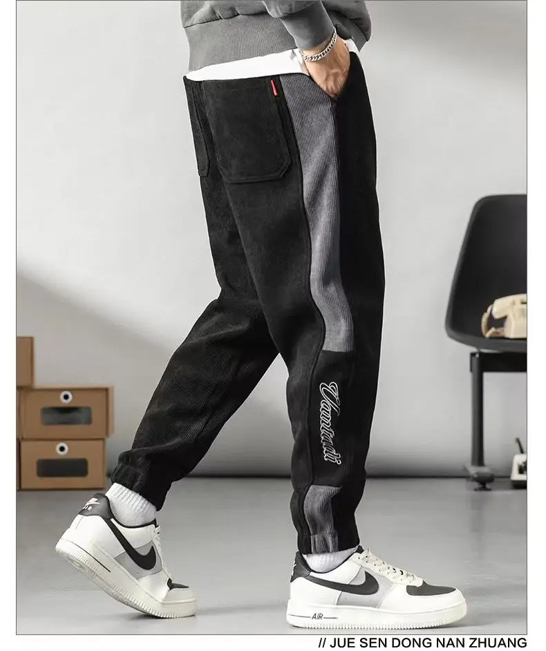 2023 Autumn Winter New Solid Color Fashion Elastic Waist Haren Pants Man High Street Casual Loose Pocket All-match Sweatpants