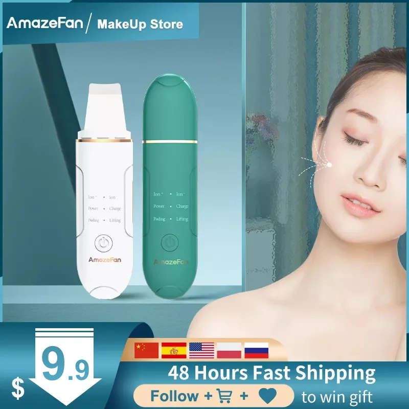 AmazeFan 초음파 세척 얼굴 마사지기 피부 케어 좌창 여드름 제거제 클리너 도구 가스 세정기 필링 캐비테이션 얼굴 마사지 ...