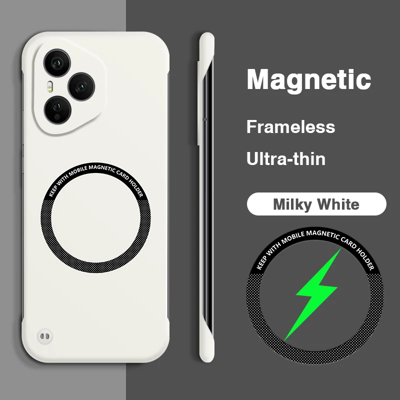 Solid Color Frameless Phone Case for Honor 400 Pro 400Pro Magnetic Wireless Charging Thin Camera Protection Back Covers - Image 2