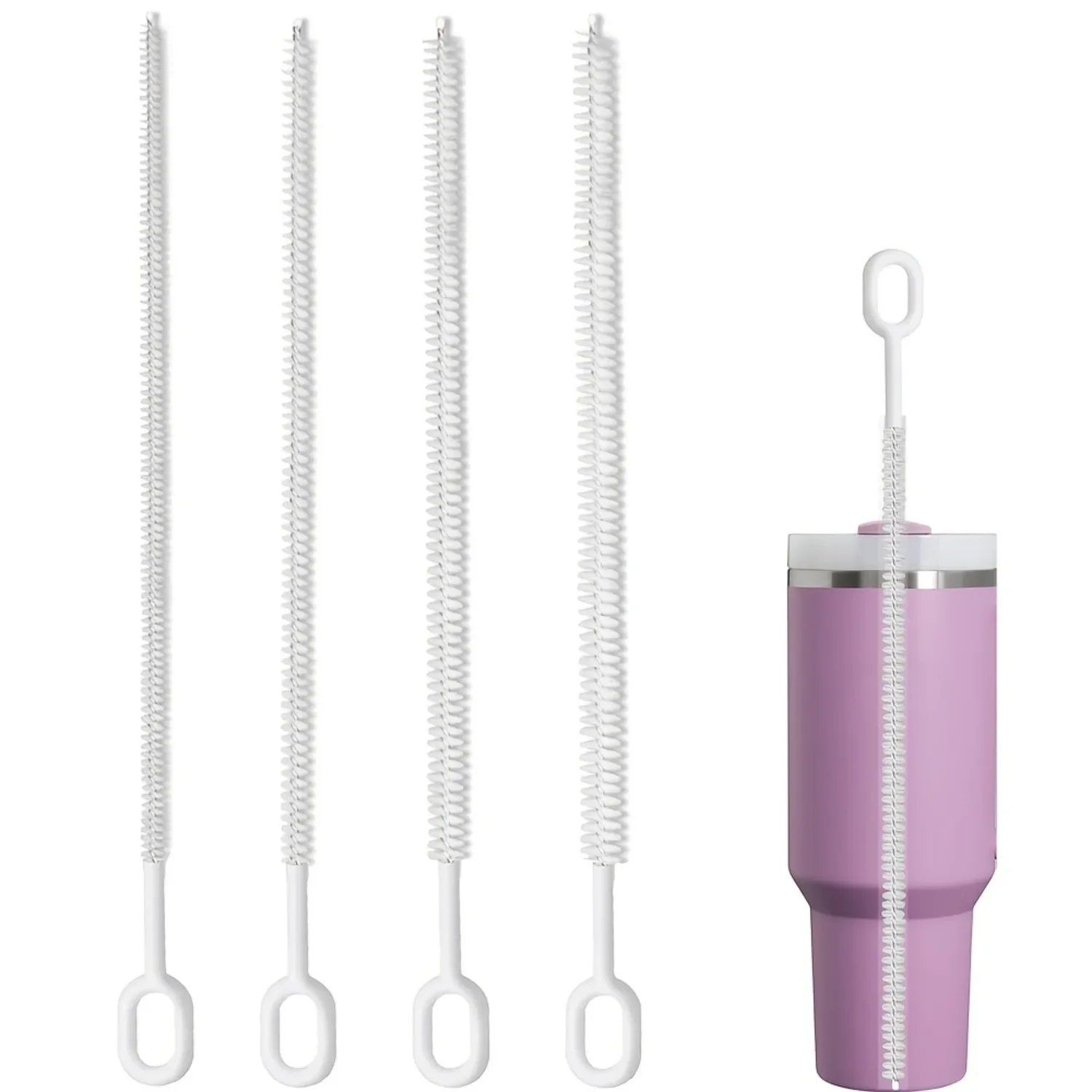 Heavy-Duty Straw Cleaner Brush Set – 4 Pack, 10-Inch Length, 8mm/0.31inch Width, Full Coverage Bristles, Ergonomic Grip Handle 1