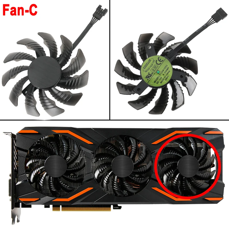 RAKSTORE 75 Mm Grafische Kaart Ventilator – Compatibel Met Gigabyte GTX 1060/1070/1070Ti/1080/1080Ti, 4-pins Aansluiting, Stille Koeling