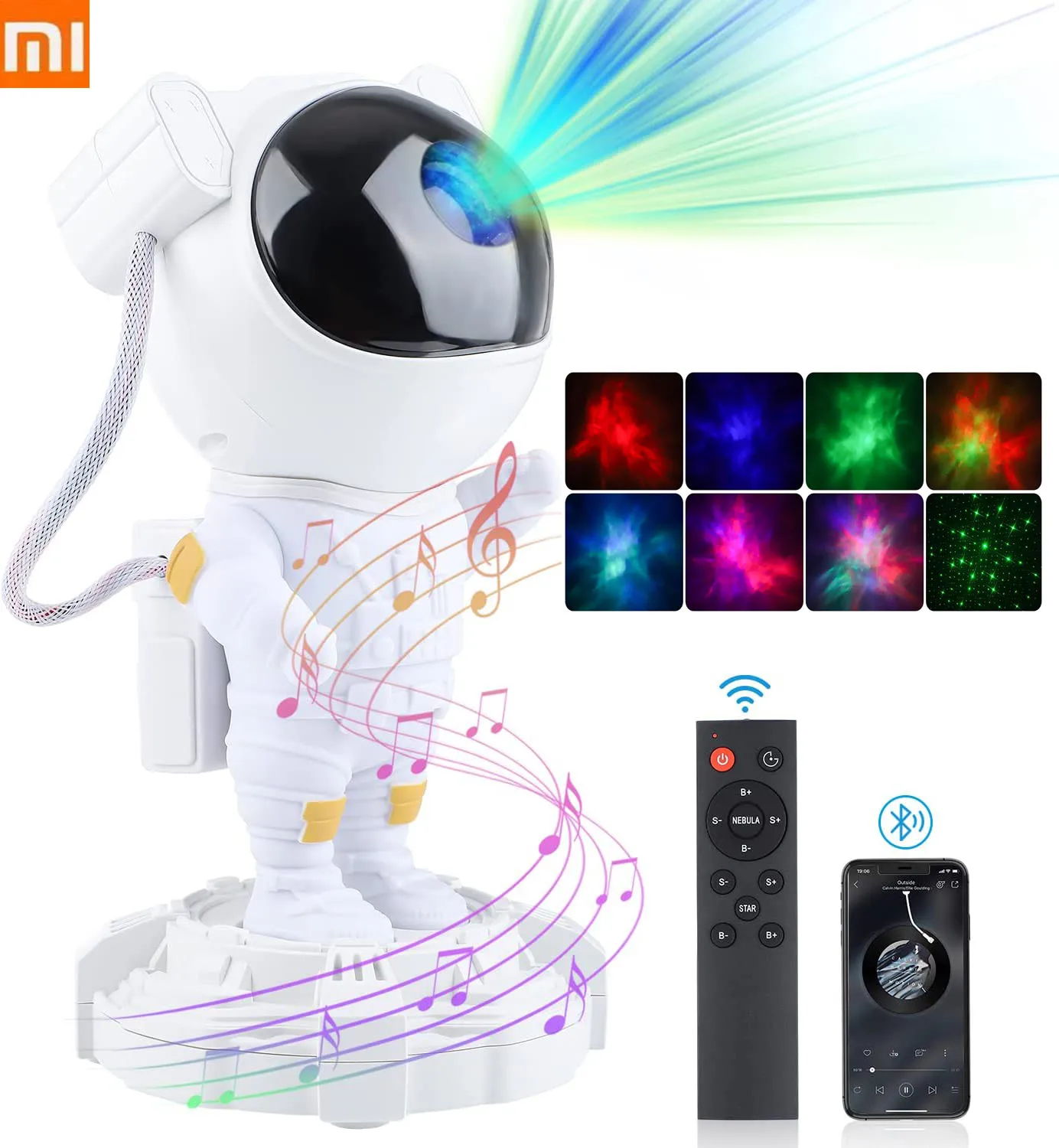 Xiaomi Astronaut Galaxy Night Light Starry Sky Star Projector Led Lamp With Bluetooth Speaker For Room Decor Valentine Day Gift - Night Lights