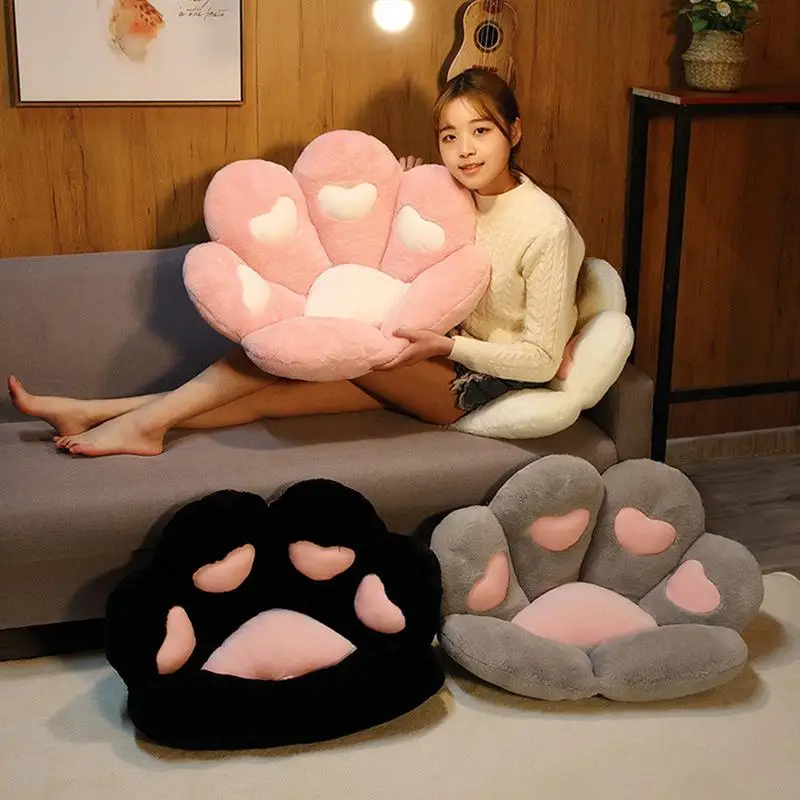 고양이 발 모양 좌석 쿠션, 고양이 발 쿠션, 사무실 의자 쿠션, 귀여운 아늑한 좌석 패드, 28x24 편안한 카와이 고양이 발 모양 게임 의자