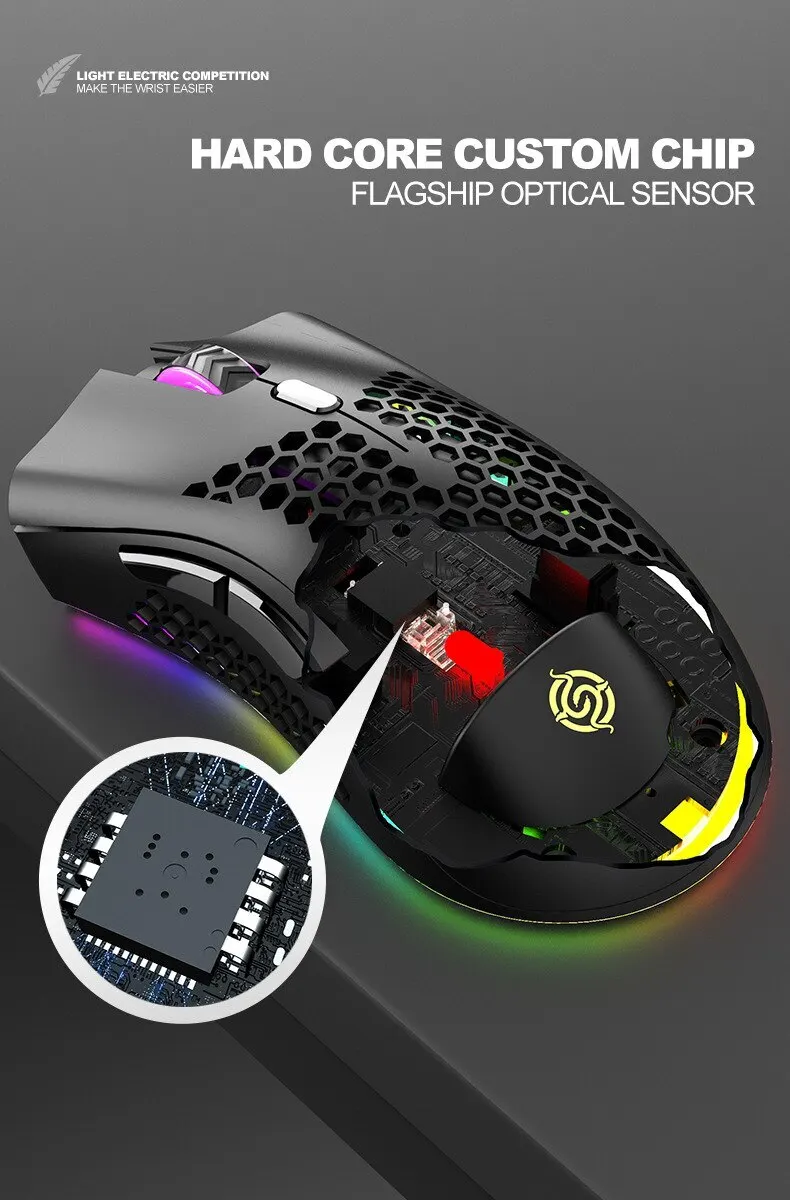 BM600 Oplaadbare USB 2.4G Draadloze RGB Licht Honingraat Gaming Muis Desktop PC Computers Notebook Laptop_voghion.com