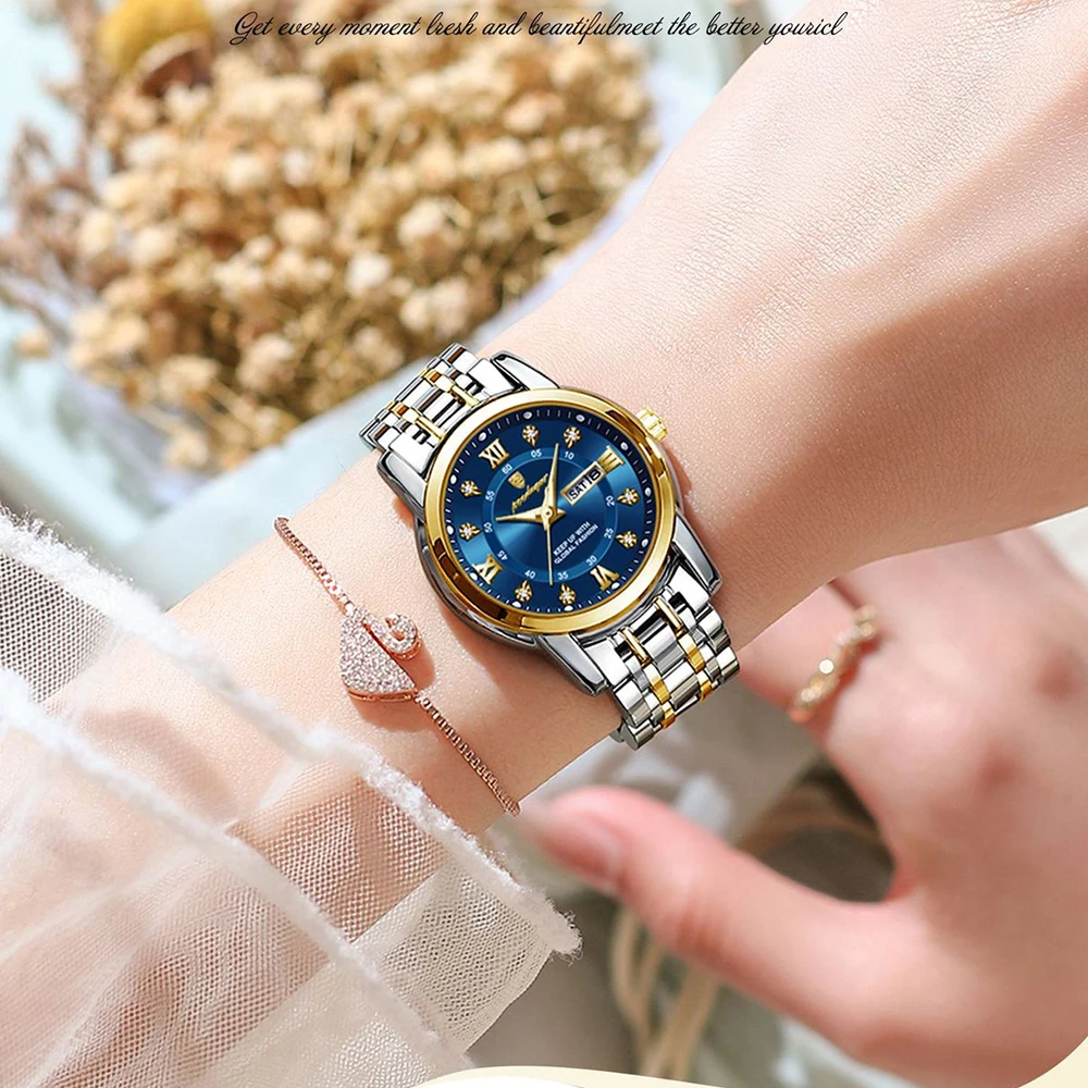 POEDAGAR Elegant Fashion Women's Watch Diamond Roman Dial Original Quartz Watch for Girl Waterproof Stainless Steel Luminous New 4