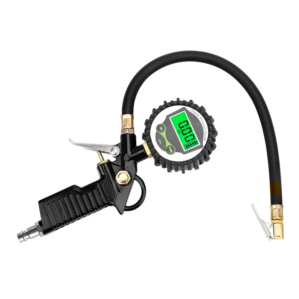 Digital LCD Display Inflation Monitoring Manometer Car EU Tire Air Pressure Inflator Gauge LED Backlight Vehicle Tester