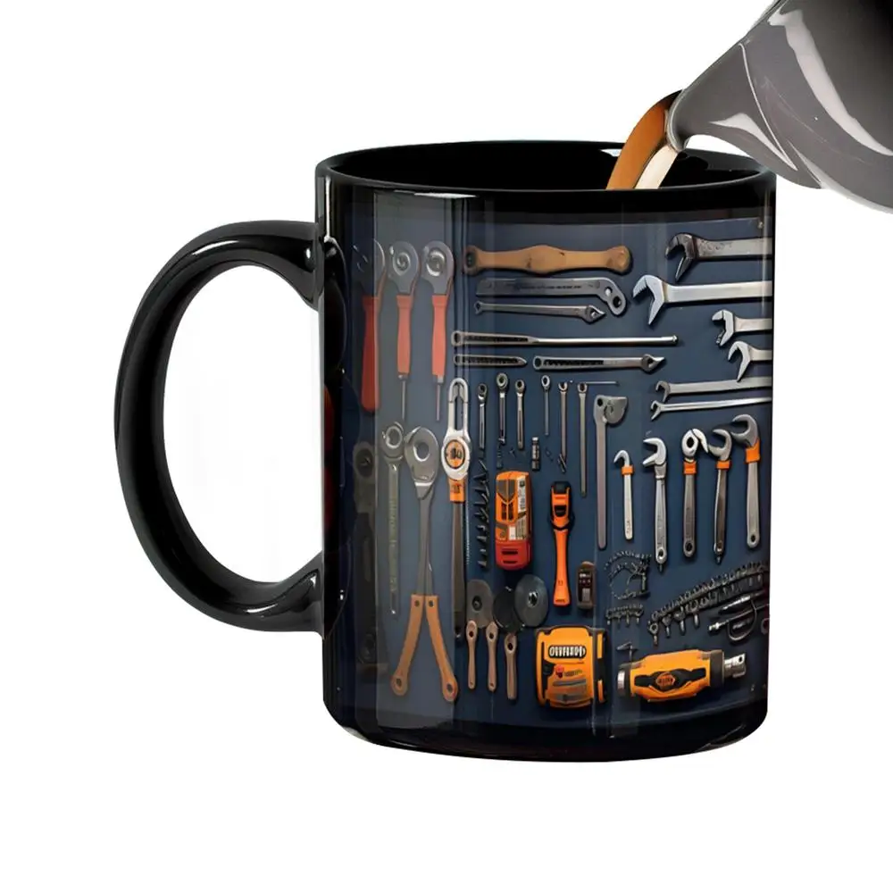 Mechanic Black Mug Black Ceramic Coffee Cup For Mechanics father Toolbox Coffee Cup Tea Mug For Whiskey Beer Juice Soup Water