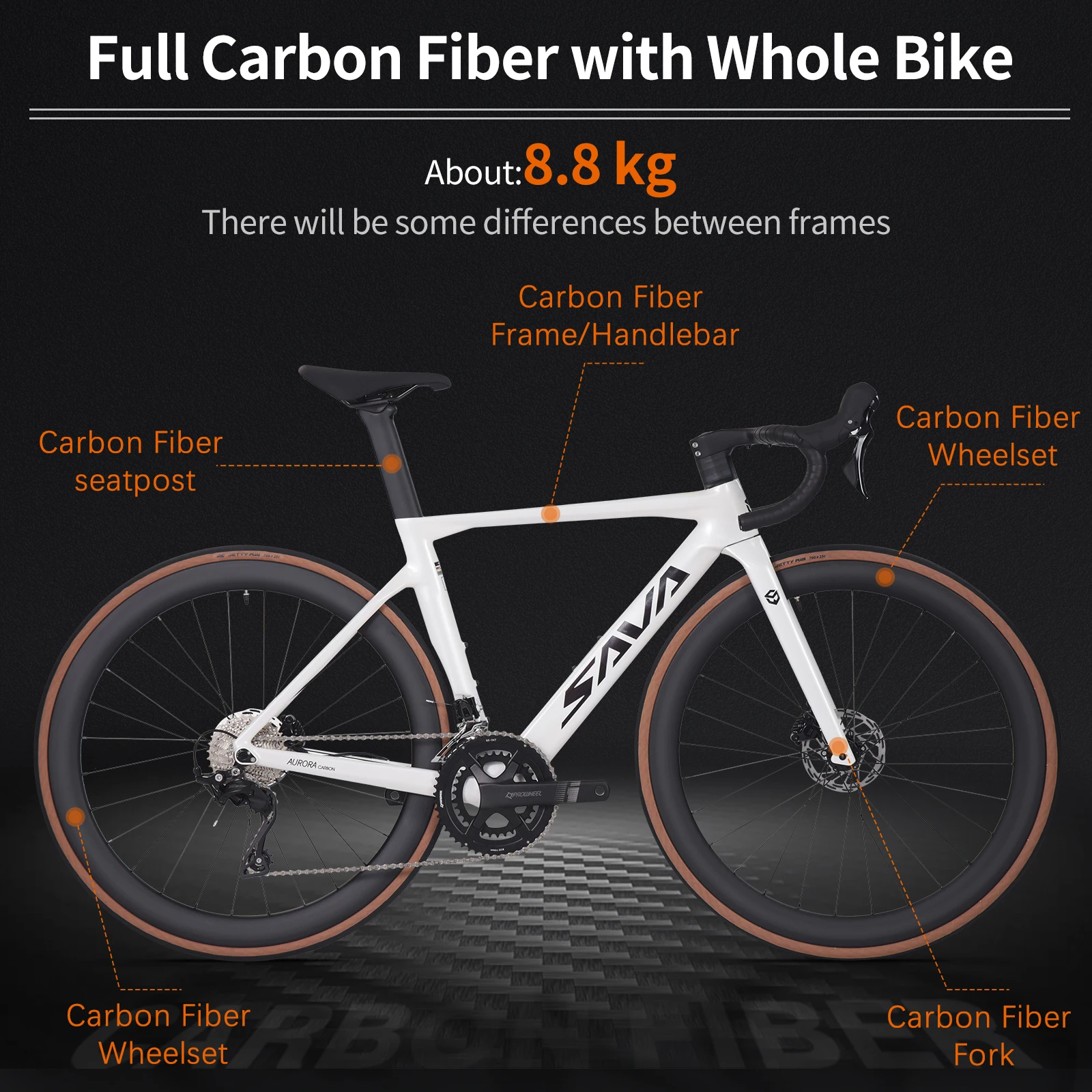 SAVA R08-7120 24 Speed Road Bike Complete full Carbon Road Bike with SHIMAN0 105 R7120 2*12 Group Sets