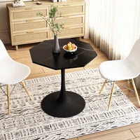 Modern Octagonal Coffee Table Black Marble Print Metal Base Living Room Dining Room Kitchen 31.5 Inch Home Furniture End Tables 2