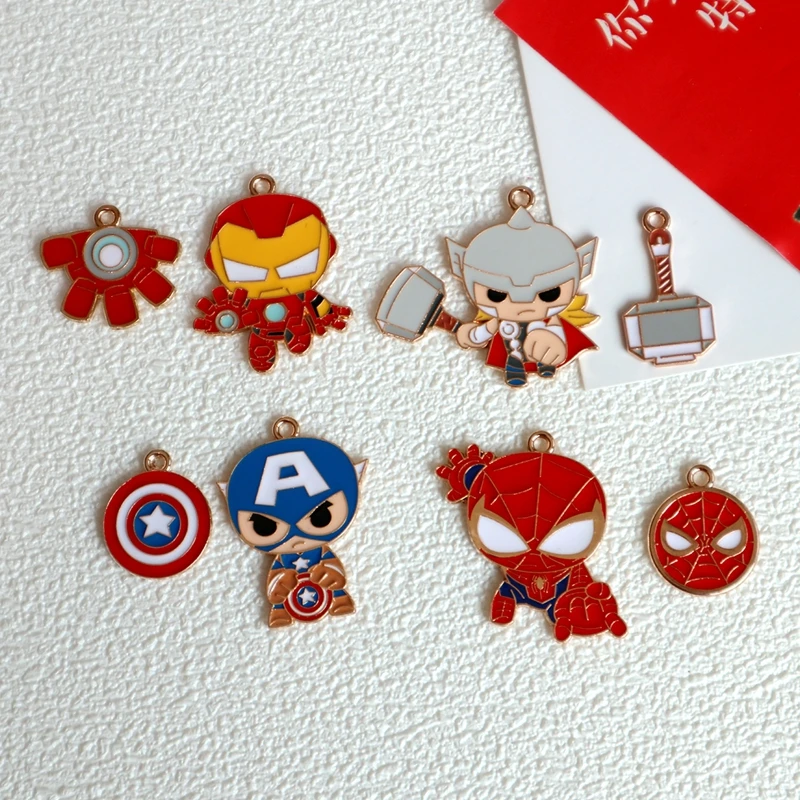 

8PCS Anime Hero Alloy Enamel Pendant Fashion Shining Charms DIY Necklace Bracelet Earring Keychain Accessories Jewelry Component