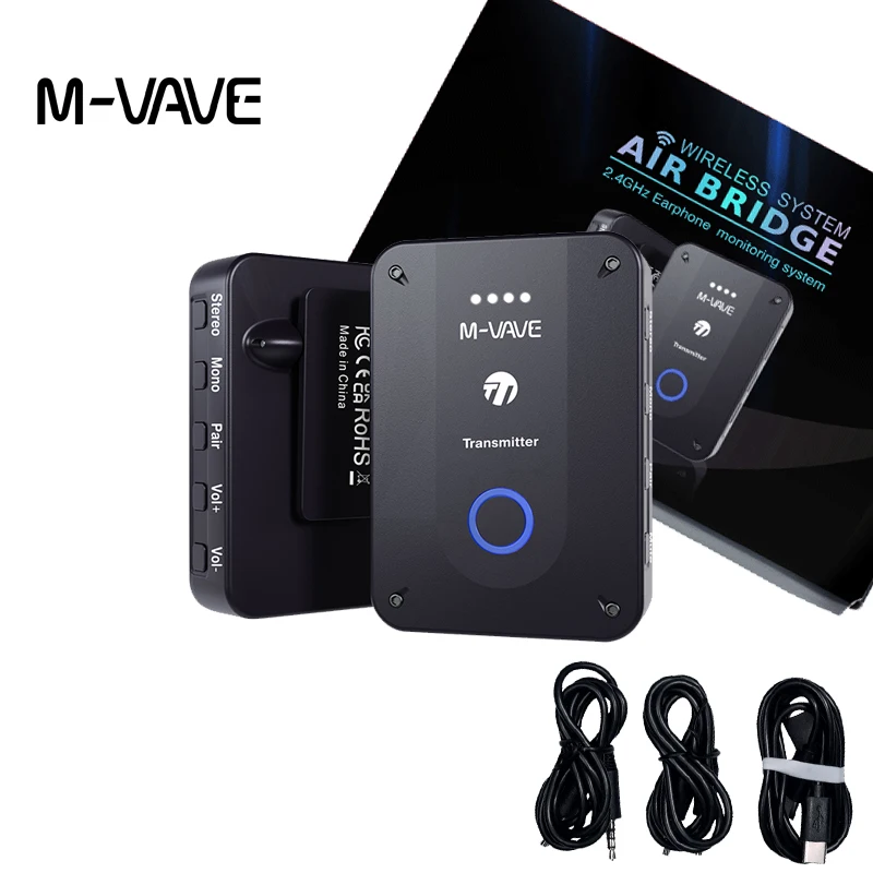 M-VAVE WP-9 Wireless System 2.4GHz Earphone Monitoring System Rechargeable Transmitter Receiver Stereo Mono and Mute Function Wireless Earphone Monitor