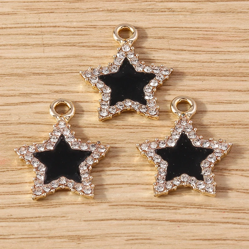 10 Stück 17 x 20 mm niedliche Kristall-Stern-Charms-Anhänger für Schmuckherstellung, Tropfen-Ohrringe, Halsketten, Armbänder, DIY-Bastelzubehör – Detail 8
