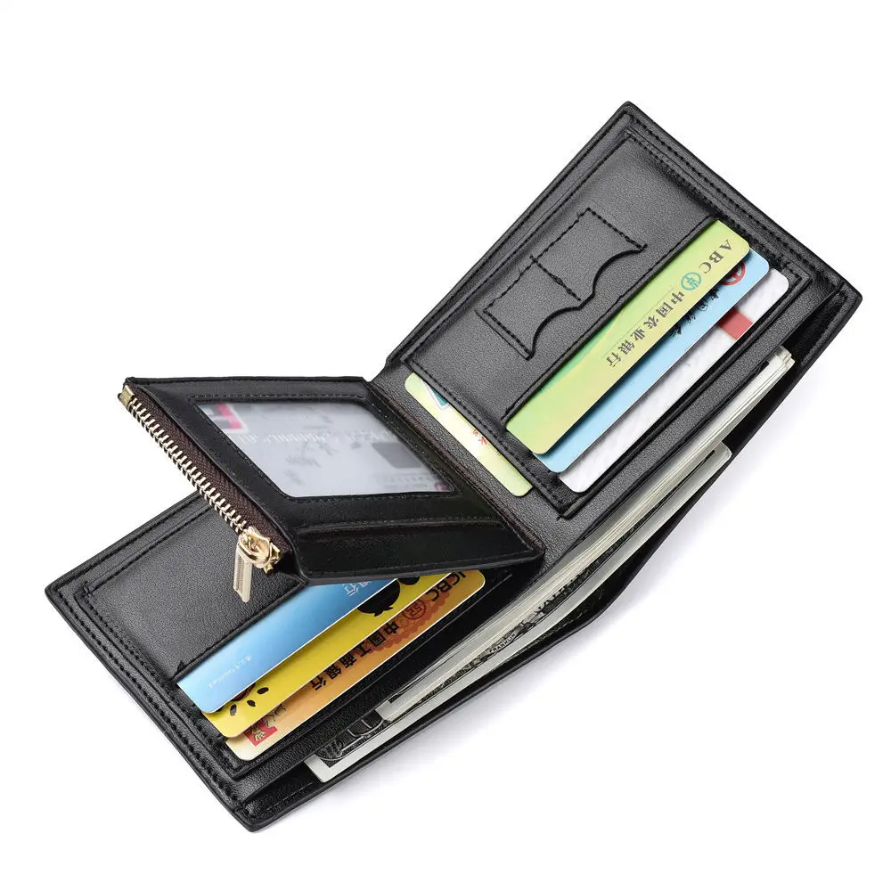 

2023 New Men's Short Money Storage Bag Korean Version Of Business Multi-card Money Clip Zipper Purse Three Fold Money Clip